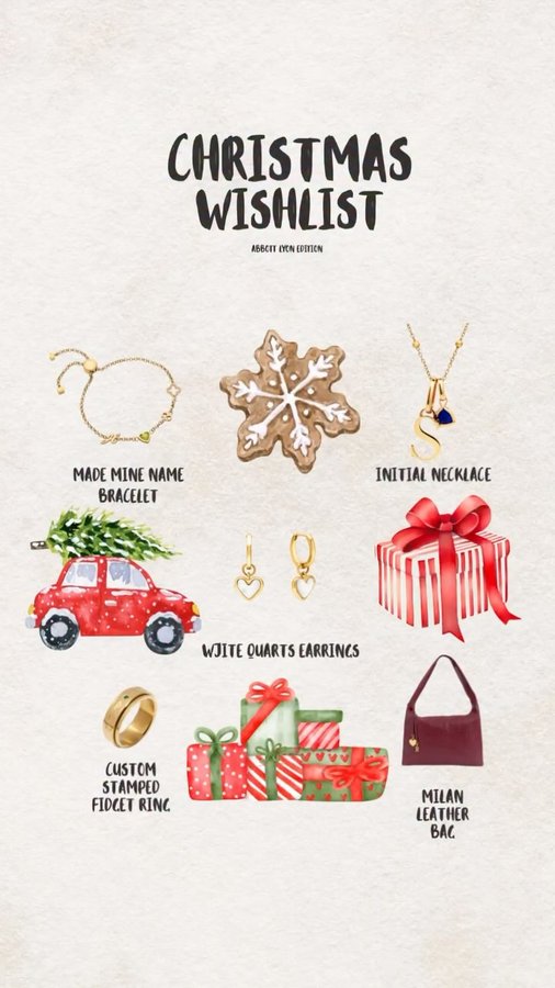 Instagram post by @ronnieandmama for Abbott Lyon. Caption reads: An @abbottlyon girl's perfect Christmas wish list....