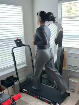 TikTok post by @justyourordinarymom for Umay Us. Caption reads: Cardio Sesh 🏃🏻‍♀️ with my @Umay Us treadmill....