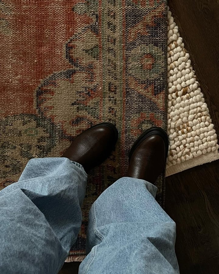 Instagram post by @allovsin for Maguire Shoes. Caption reads: weekends in @maguireshoes ~ cortina boots in brown....