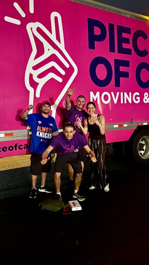 Instagram post by @drrachelnyc for Piece of Cake Moving & Storage®. Caption reads: One of the healthiest things you can do is stop....