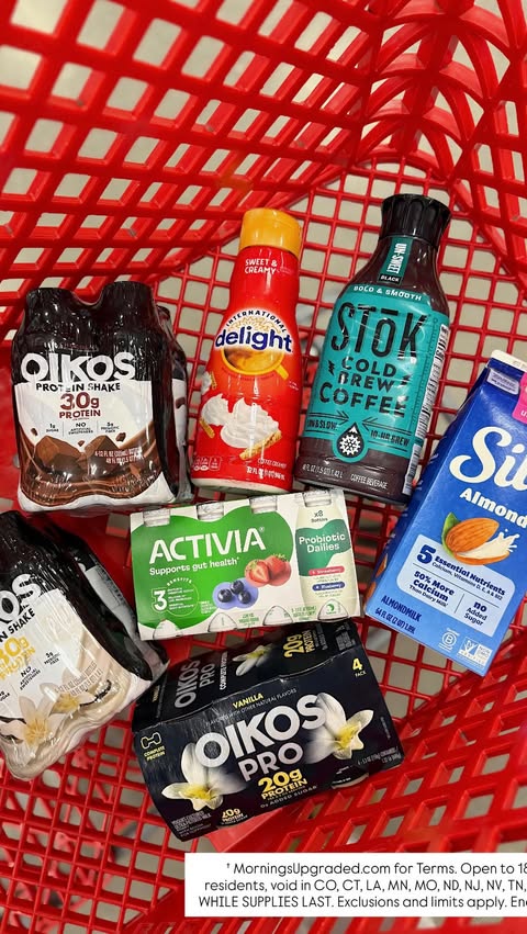 Instagram post by @talktargettome for Oikos. Caption reads: [...] limits apply. Ends 3/1/26. @activiaus,....