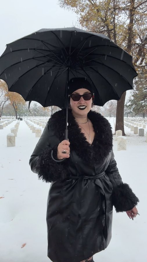 Instagram post by @sagestormdesigns for Foxblood. Caption reads: Review on @foxbloodshop’s new Penny Lane coat....