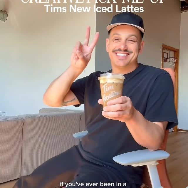 Instagram post by @adam_theillustrator for Tim Hortons. Caption reads: This project is a dream come true. As someone who....