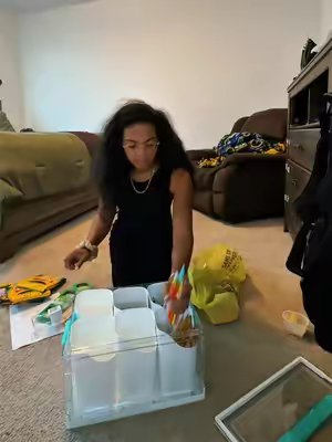 TikTok post by @samantha_lblack for Vtopmart. Caption reads: @Vtopmart has sooo many amazing storage bins! And....