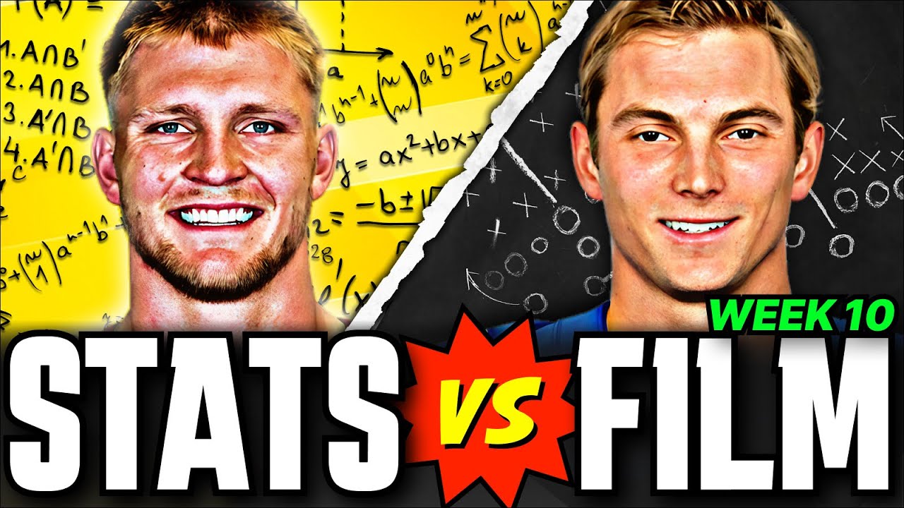 YouTube post by @JoshandHayden for Omaha Steaks. Caption reads: Week 10 Fantasy Football STATS vs FILM.