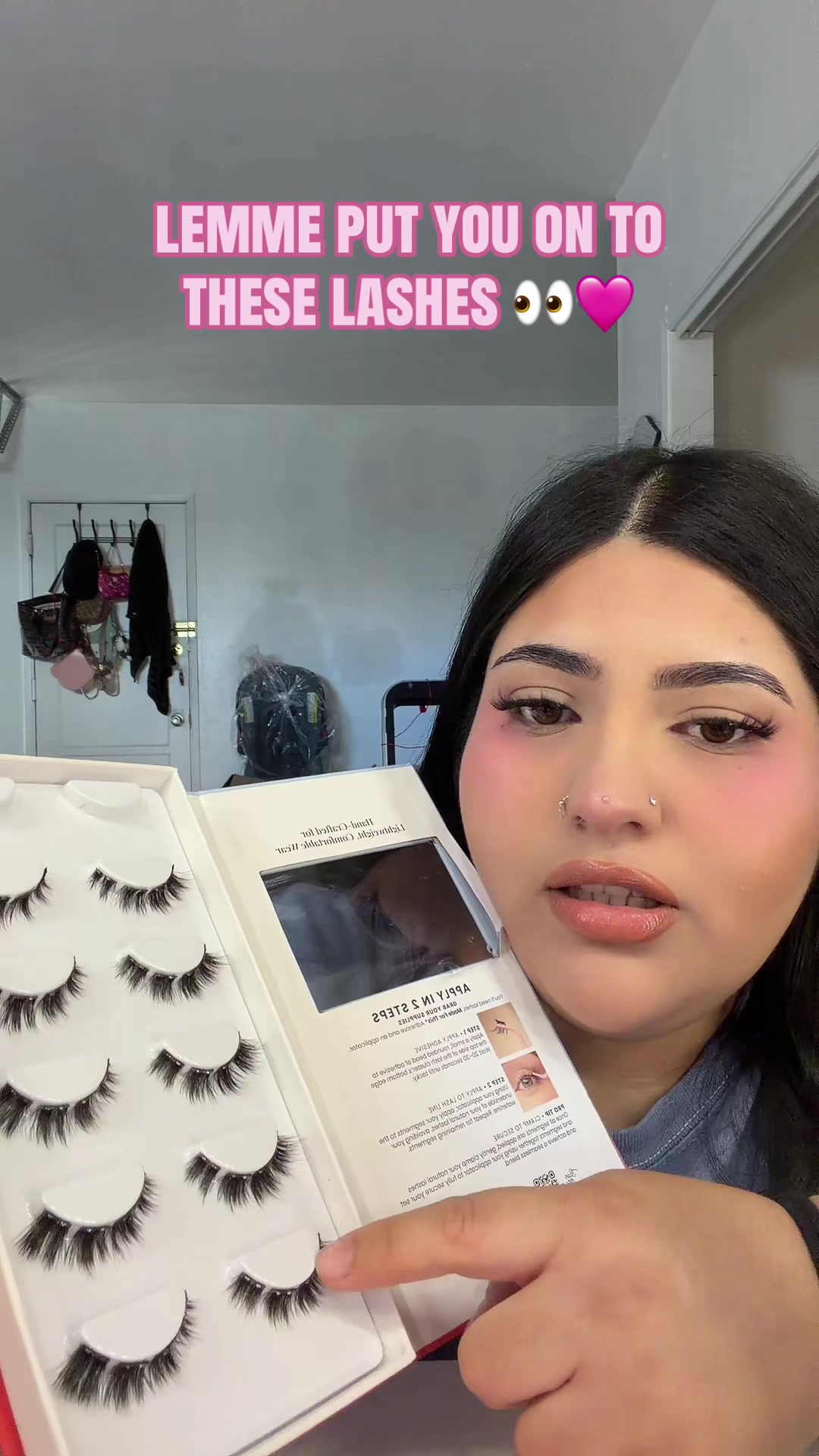 TikTok post by @angelajlyt for FlutterHabit. Caption reads: [...] #fyp #lashesoftiktok #clusterlashes....