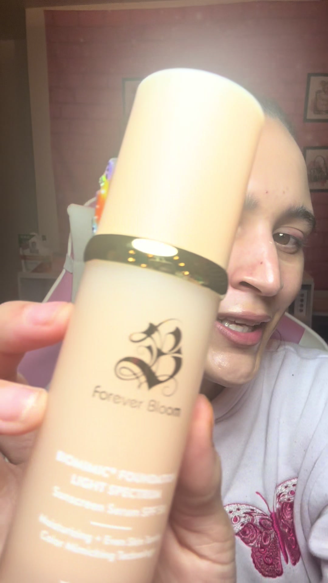 TikTok post by @lyssacooks1 for Forever Bloom. Caption reads: Forever Bloom Biomimic Foundation 4 in 1! 💖✨....