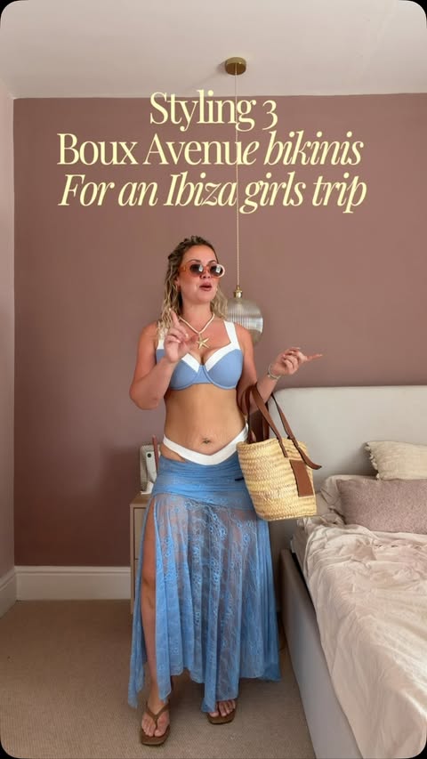 Instagram post by @is0belx for Boux Avenue. Caption reads: Style 3 @bouxavenue bikinis for an Ibiza girls....