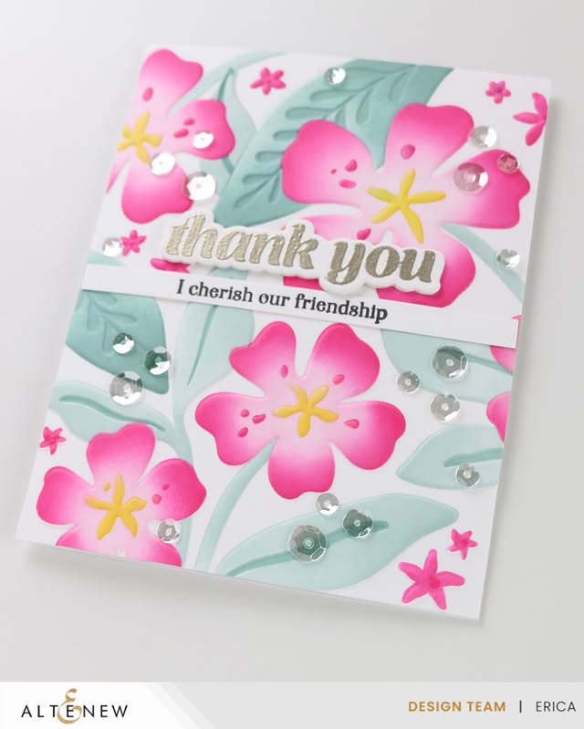 Instagram post by @erica_cacacraft for Altenew. Caption reads: [...] to watch, I have a video up on the....