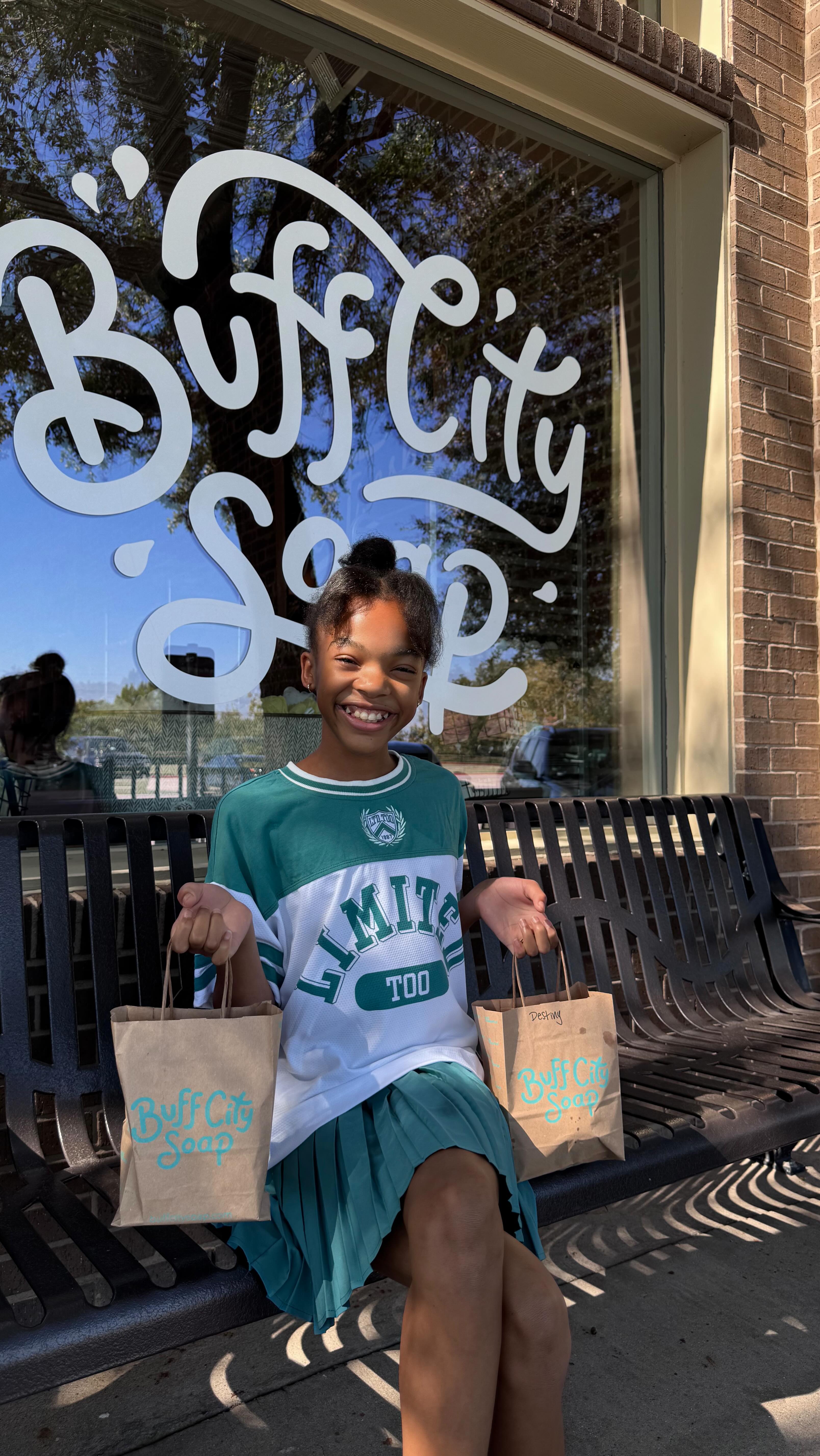 Instagram post by @3girlsandalegend for Buff City Soap. Caption reads: #hosted | @buffcitysoap.va hosted the best....