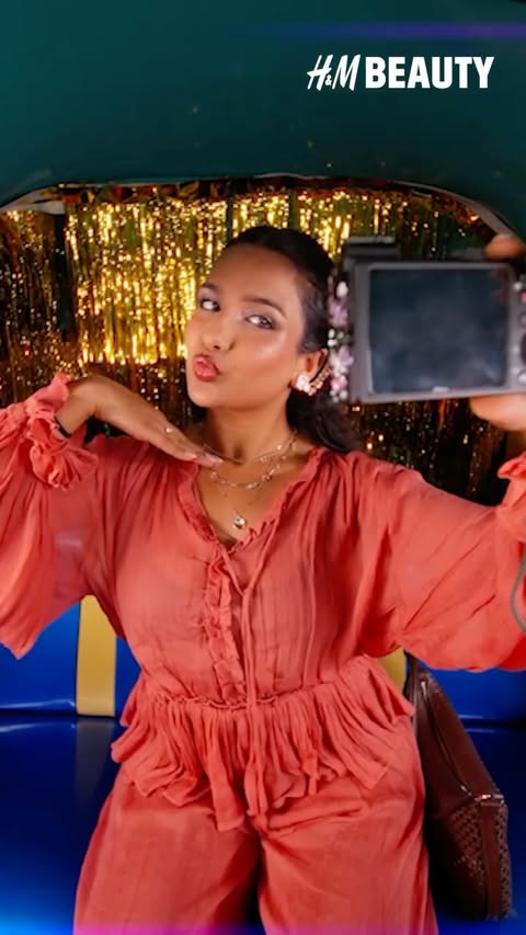 Instagram post by @alina_hasan_rizvi for H&M Beauty. Caption reads: Did my full glam mid-commute thanks to @hmbeauty....