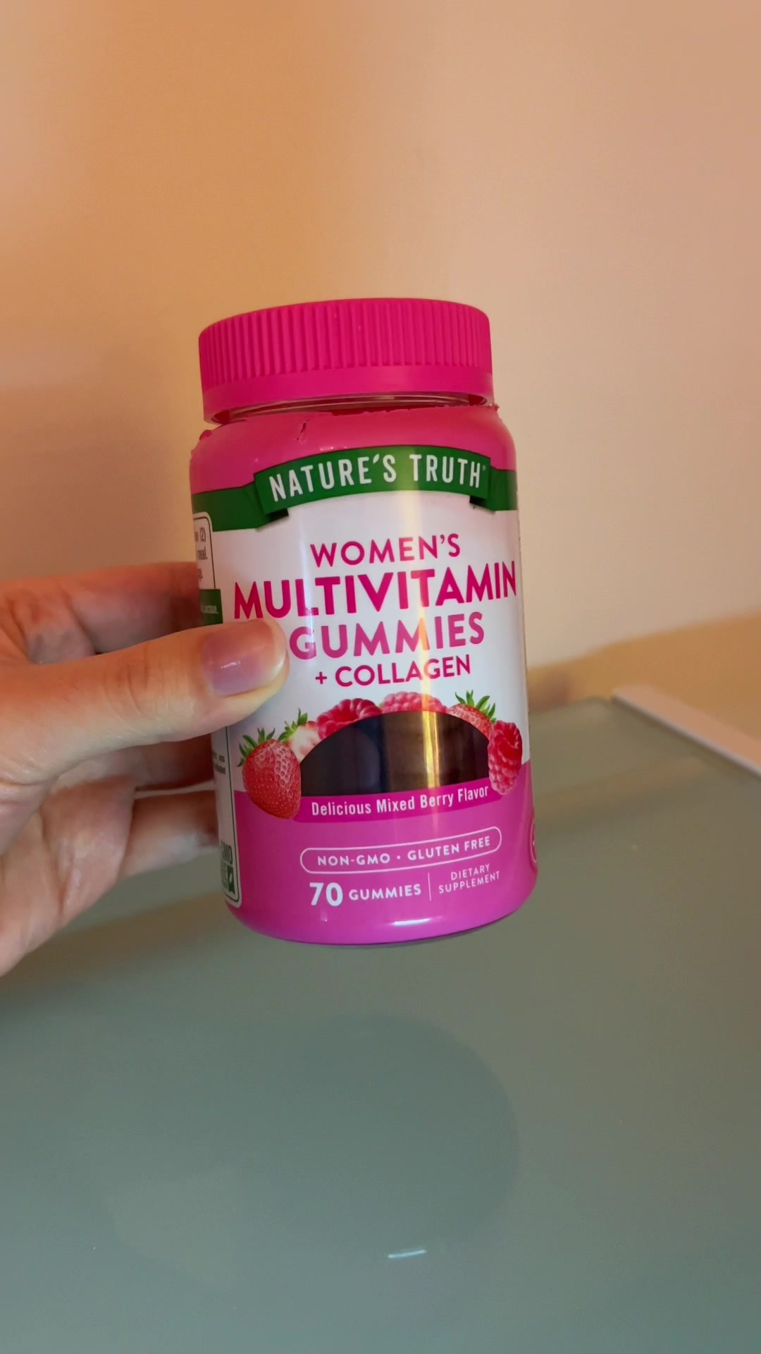 TikTok post by @mariamayf for Nature's Truth. Caption reads: the berry flavor tastes so good!! currently my....