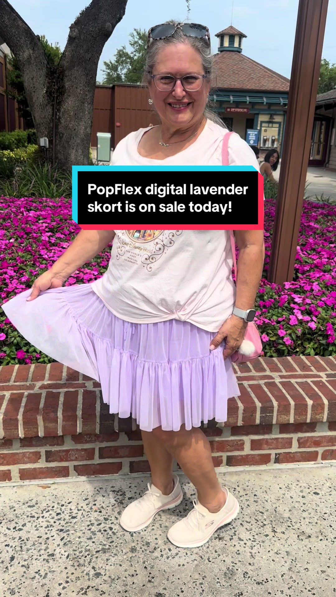TikTok post by @nancysbrands for POPFLEX Active. Caption reads: [...] skort is on sale today! @POPFLEX Active.