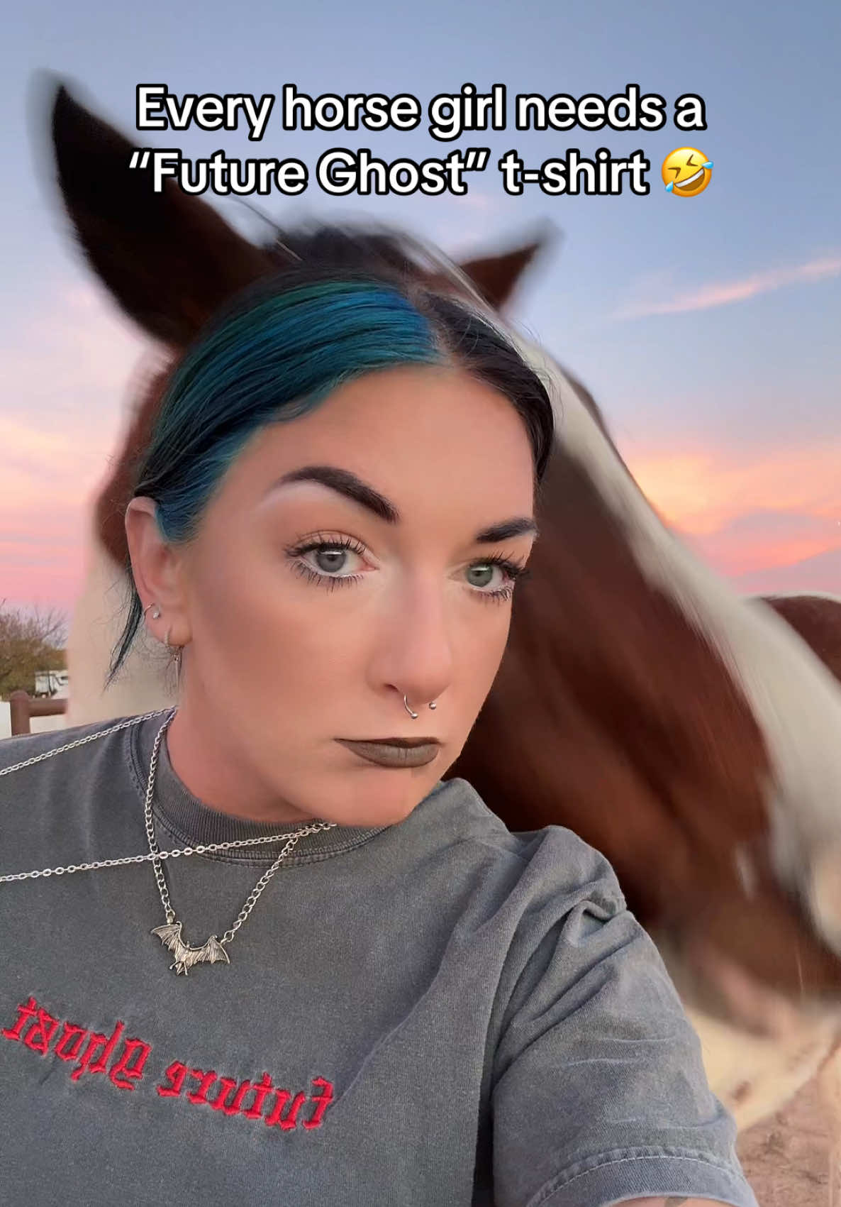 TikTok post by @camryn.bryant for In Stitches Apparel. Caption reads: @In Stitches Apparel all of us horse girls need....