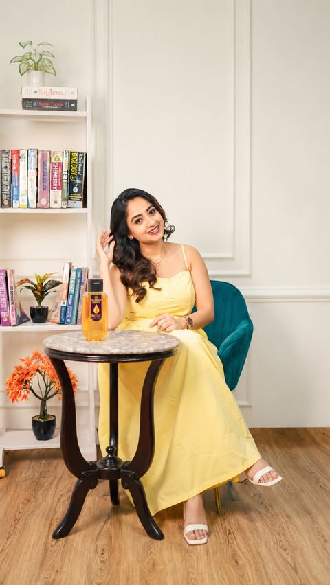 Instagram post by @engela.saha for Bajaj Almond Drops. Caption reads: [...] up for yourself comes first.....