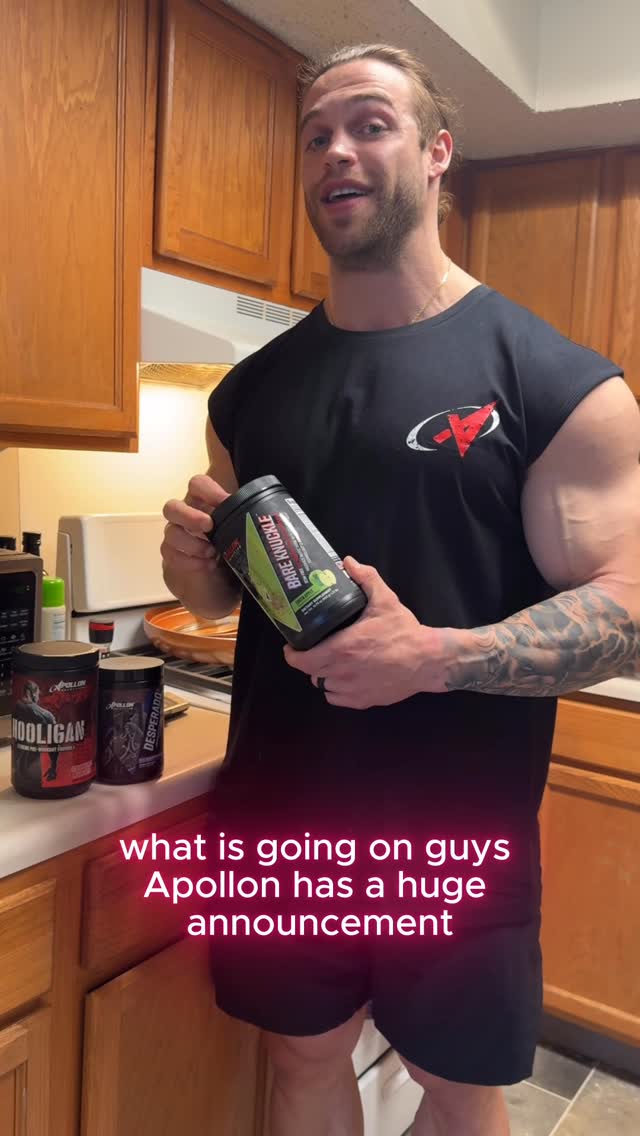 Instagram post by @justinbadurina for Apollon Nutrition. Caption reads: [...] direct message me @builtbyjb_....