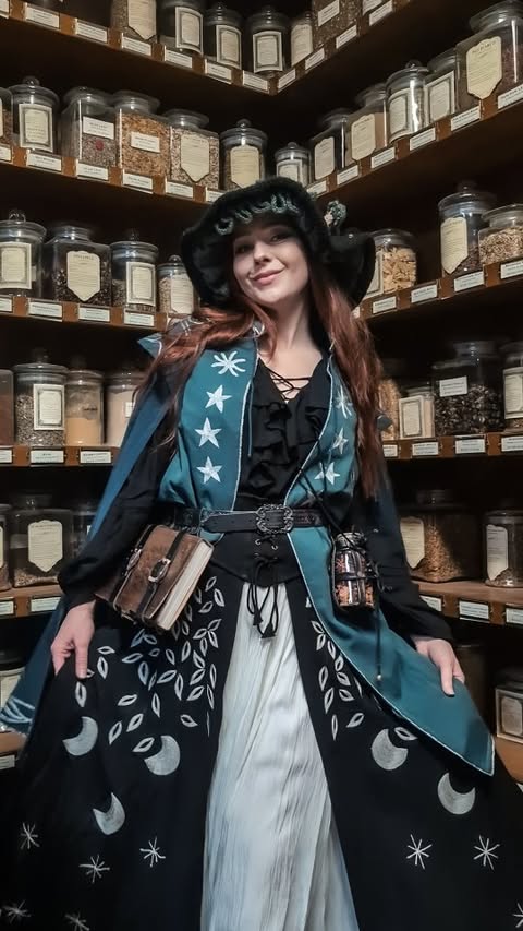 Instagram post by @thescarletthuntress for HolyClothing. Caption reads: Fit check mid potion brew ✨ Wearing the....