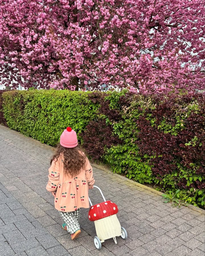 Instagram post by @celinebukulow for Olli Ella. Caption reads: Happy Easter 👒🍒🥕🐣🌻 some favorites from our....