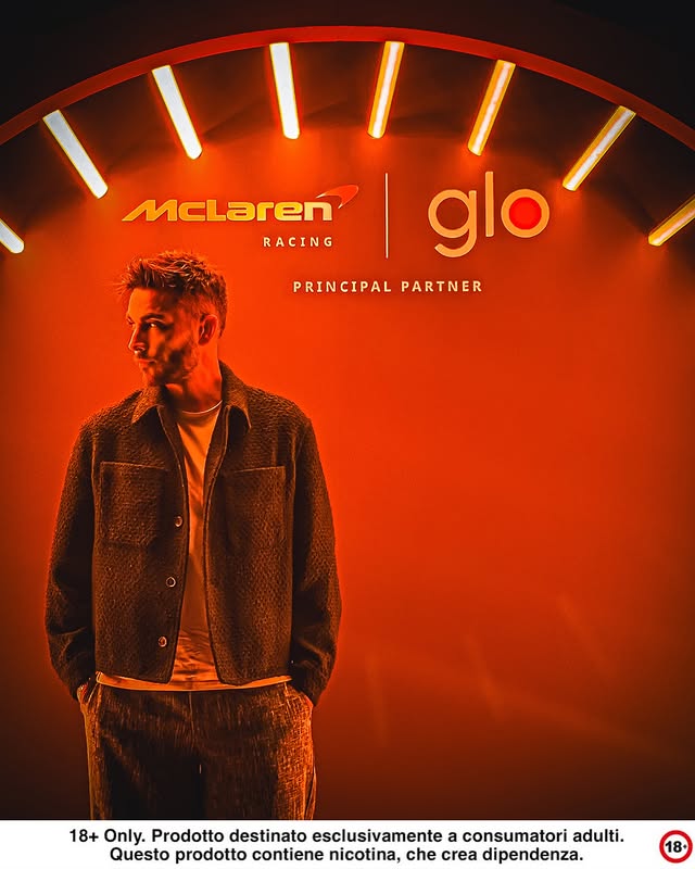 Instagram post by @fabiodevivo for McLaren. Caption reads: [...] for an exclusive event with glo and McLaren....