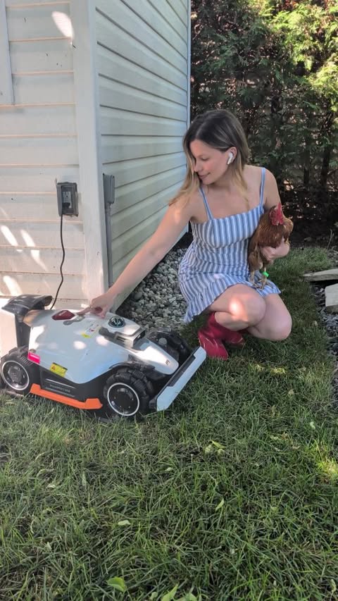 Instagram post by @cleaningwithgabie for Mammotion Tech. Caption reads: [...] Want to upgrade your yard with....