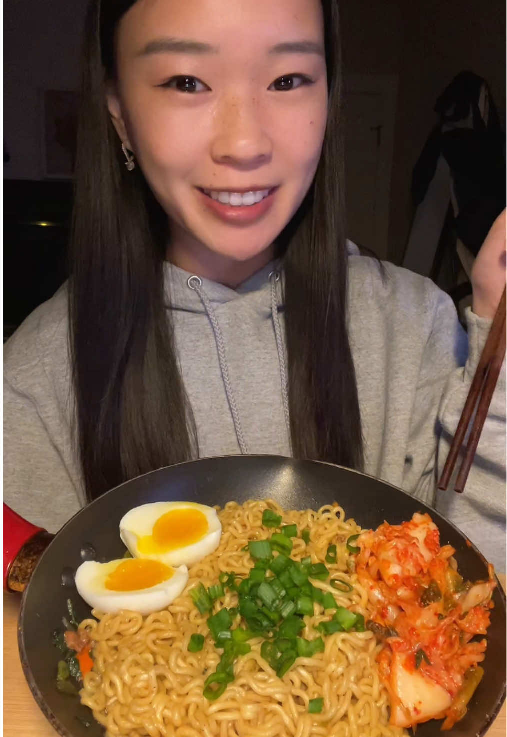 TikTok post by @banh_miche for Nongshim America. Caption reads: BEEF BULGOGI FALVORED RAMYUN FROM RAMYUN CHEF!! so....