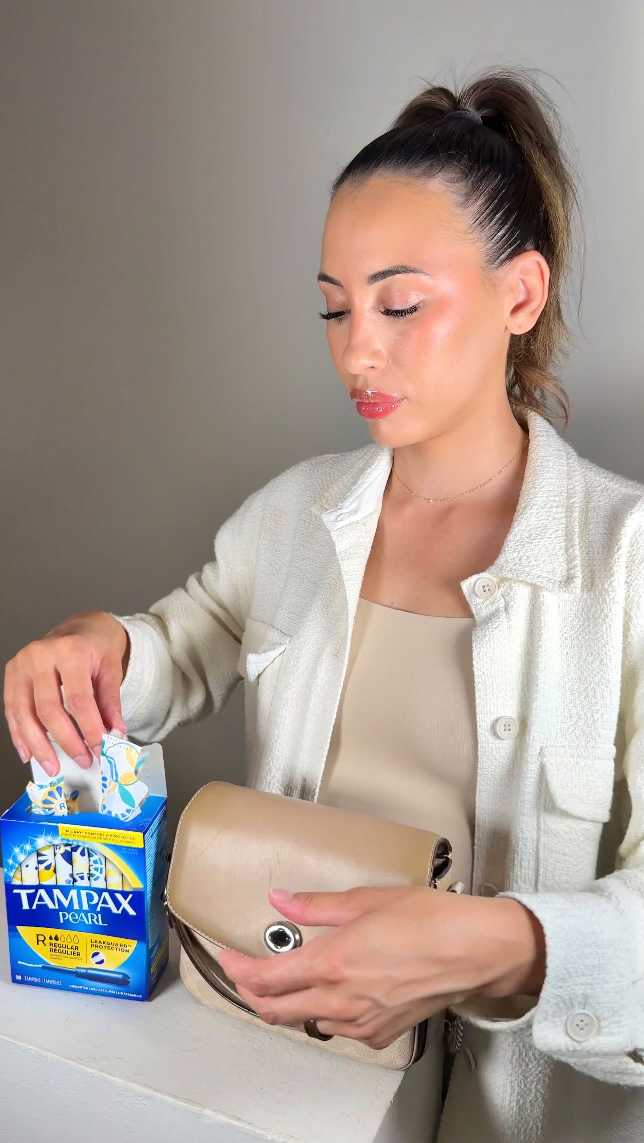 Instagram post by @leahherbert7 for Tampax. Caption reads: [...] periods. About our bodies. About what’s real....