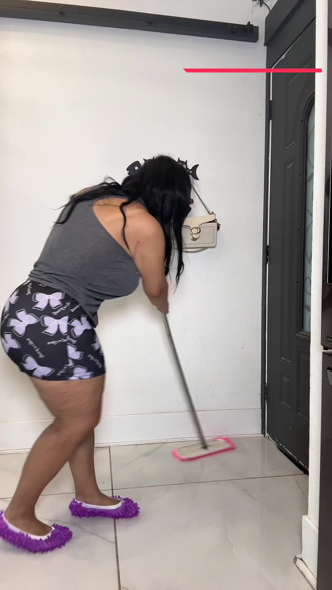 TikTok post by @celiagranados5 for KEEPOW. Caption reads: KEEPOW Washable Reusable Microfiber Mop Slippers....