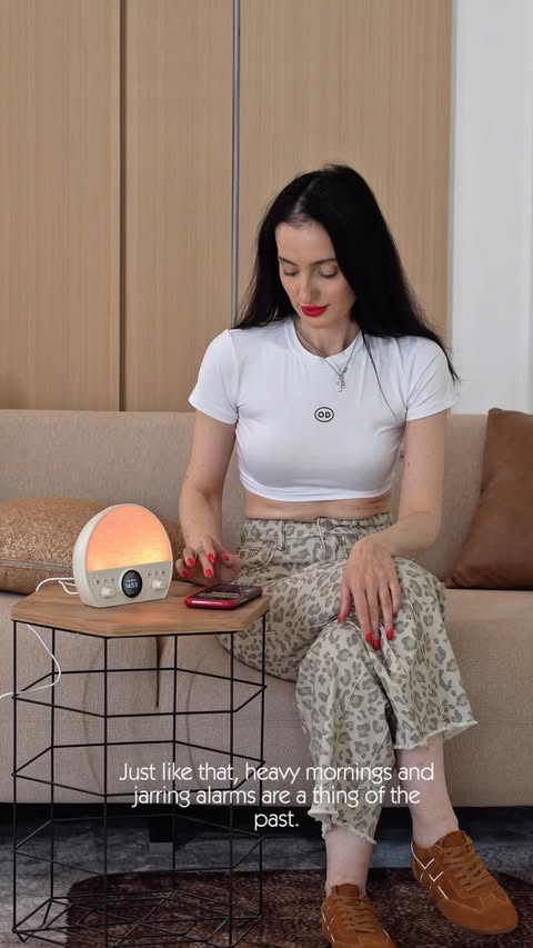 Instagram post by @anuki_anna_ for NEEWER. Caption reads: NEEWER NF03 Sunrise Alarm Clock Smart Wake Up....
