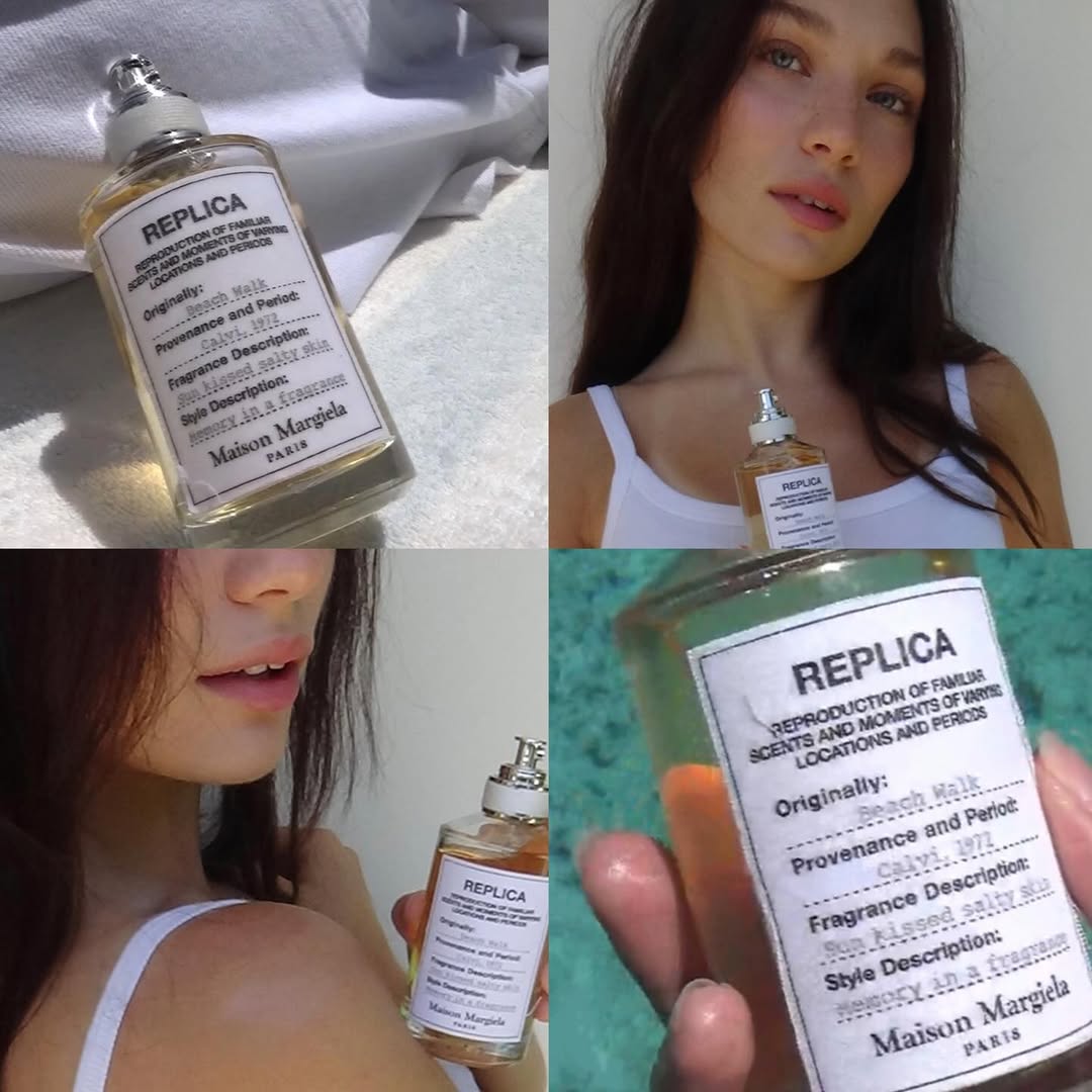 Instagram post by @maddieziegler for Maison Margiela Fragrances. Caption reads: always going back to the most nostalgic scent....