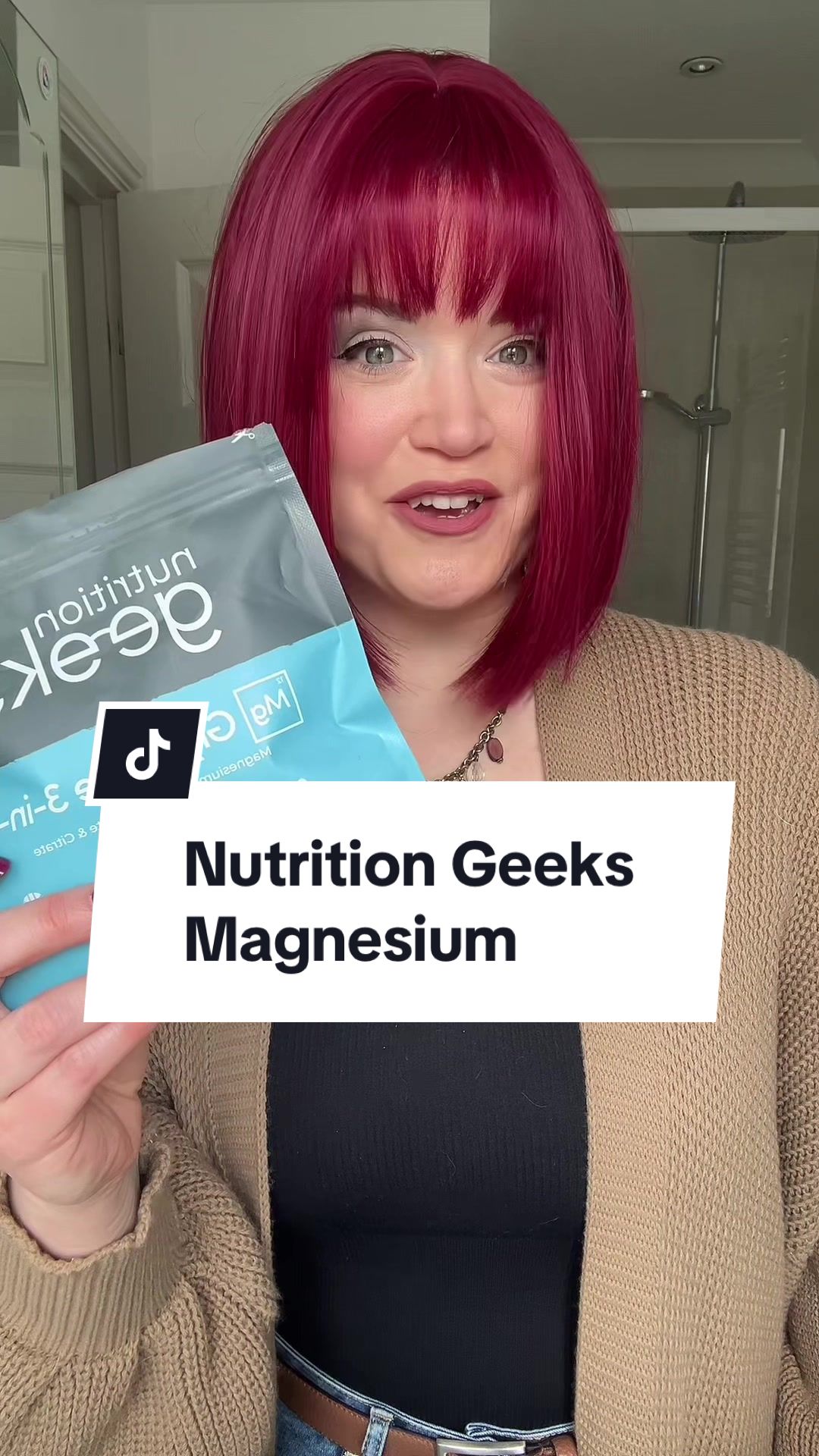 TikTok post by @caroline.shops for Nutrition Geeks. Caption reads: [...] #tiktokmademebuyit @nutritiongeeksofficial.