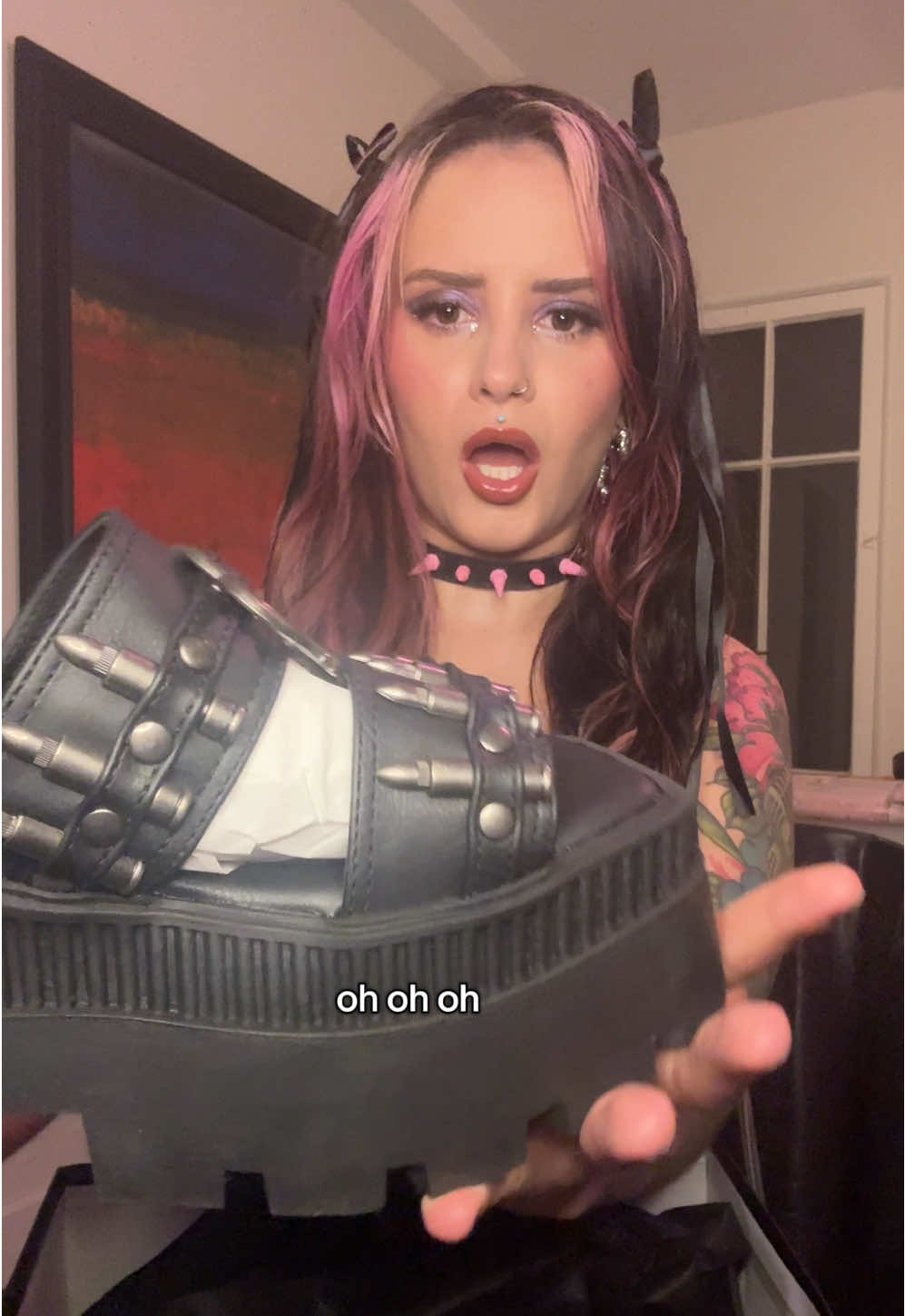 TikTok post by @fizzipopmusic for Demonia Cult. Caption reads: @Demonia Cult TRY ON 🦇🖤 im in luv with these....