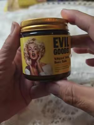 TikTok post by @the.little.green.hill for Evil Goods. Caption reads: [...] Adding this one to the rotation. @evilgoods....