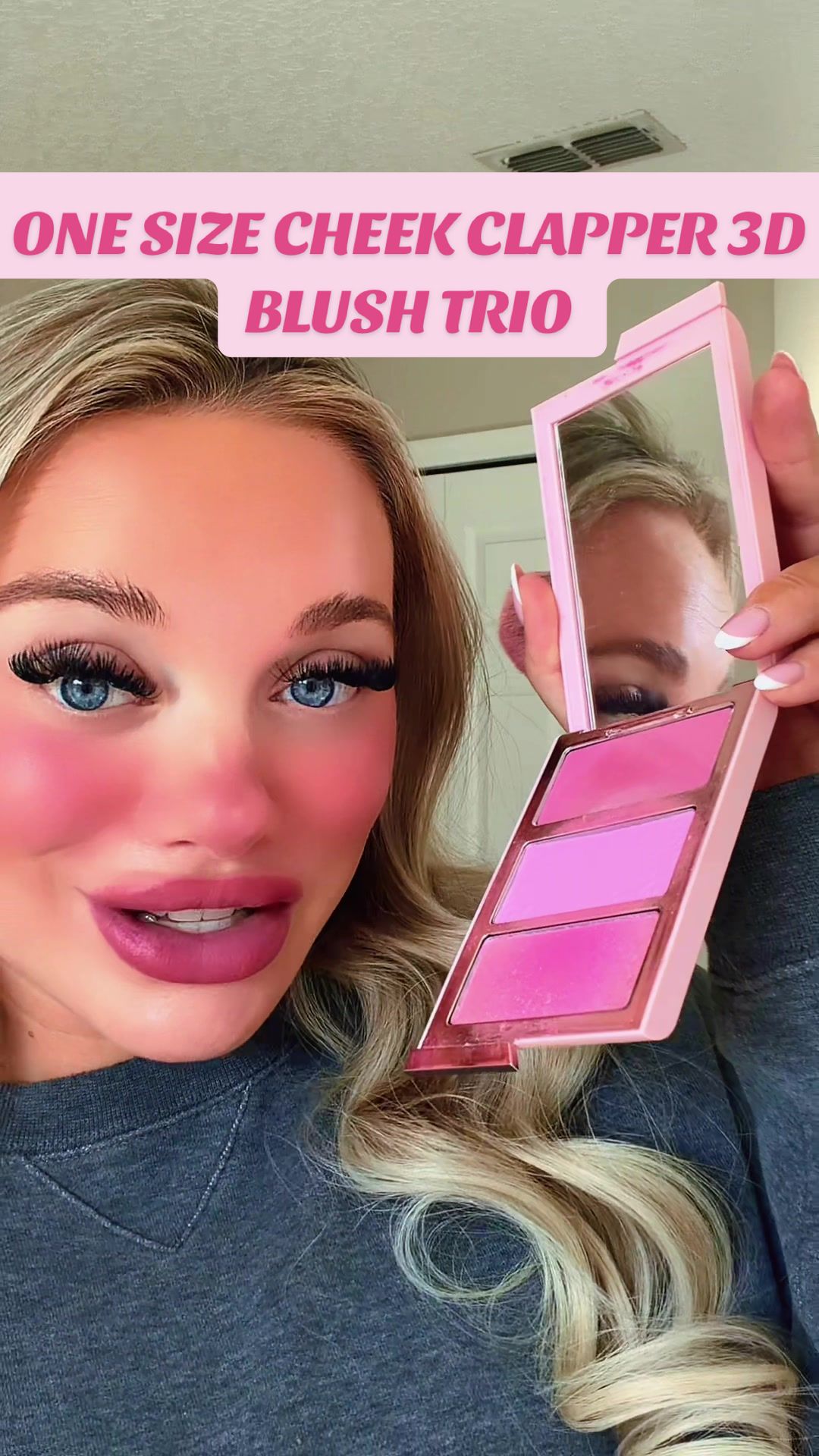 TikTok post by @mora_alyss for ONE SIZE BEAUTY. Caption reads: [...] sculpted, glowing cheeks @ONE SIZE BEAUTY....