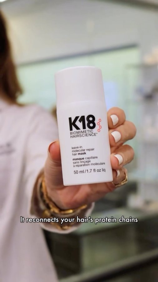 Instagram post by @drdendy for K18 Hair. Caption reads: [...] molecular level. ✨ That’s why I love....