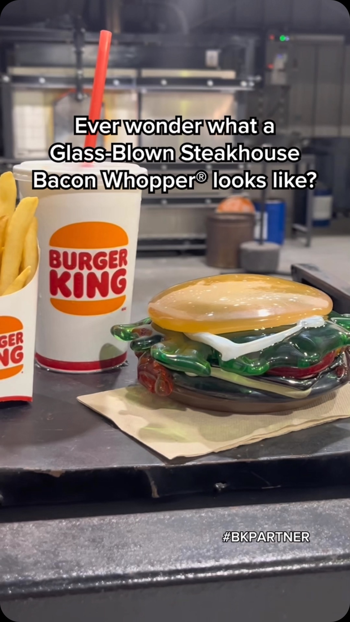 Instagram post by @glassgoof for BURGER KING. Caption reads: Drop a🔥 if you think this counts as flame-grilled....
