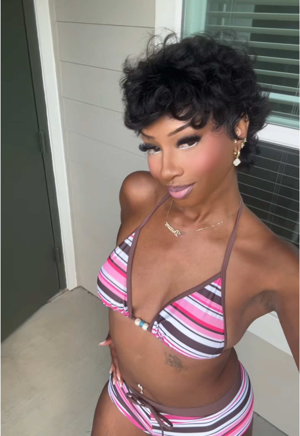 TikTok post by @dreamdoesitall for Showreal Human Hair. Caption reads: Bikini from Amazon @milumia_amz Wig From @ShowReal....