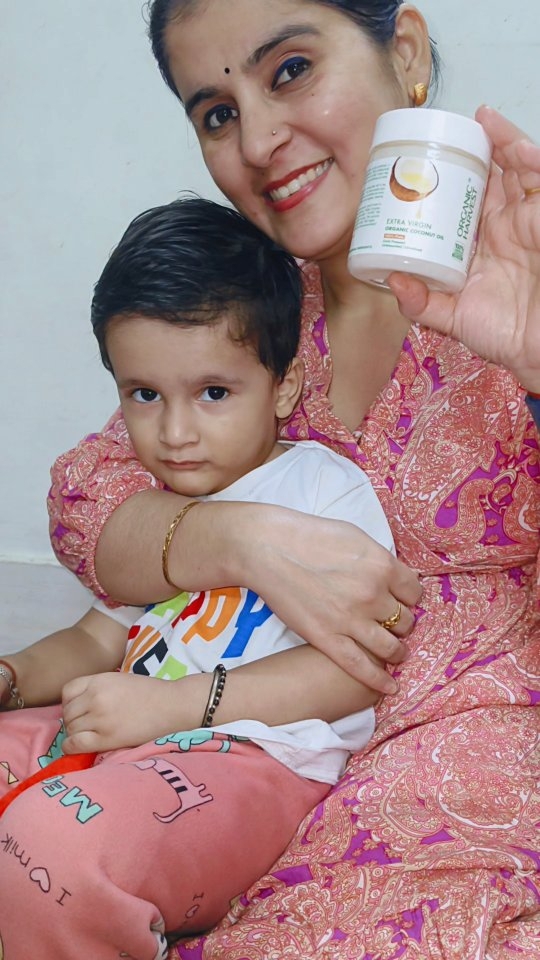Instagram post by @cuteboy_rivansh13722 for Organic Harvest. Caption reads: #BabyCare #NaturalGoodnessofOH #GentleAndSafe #AD....