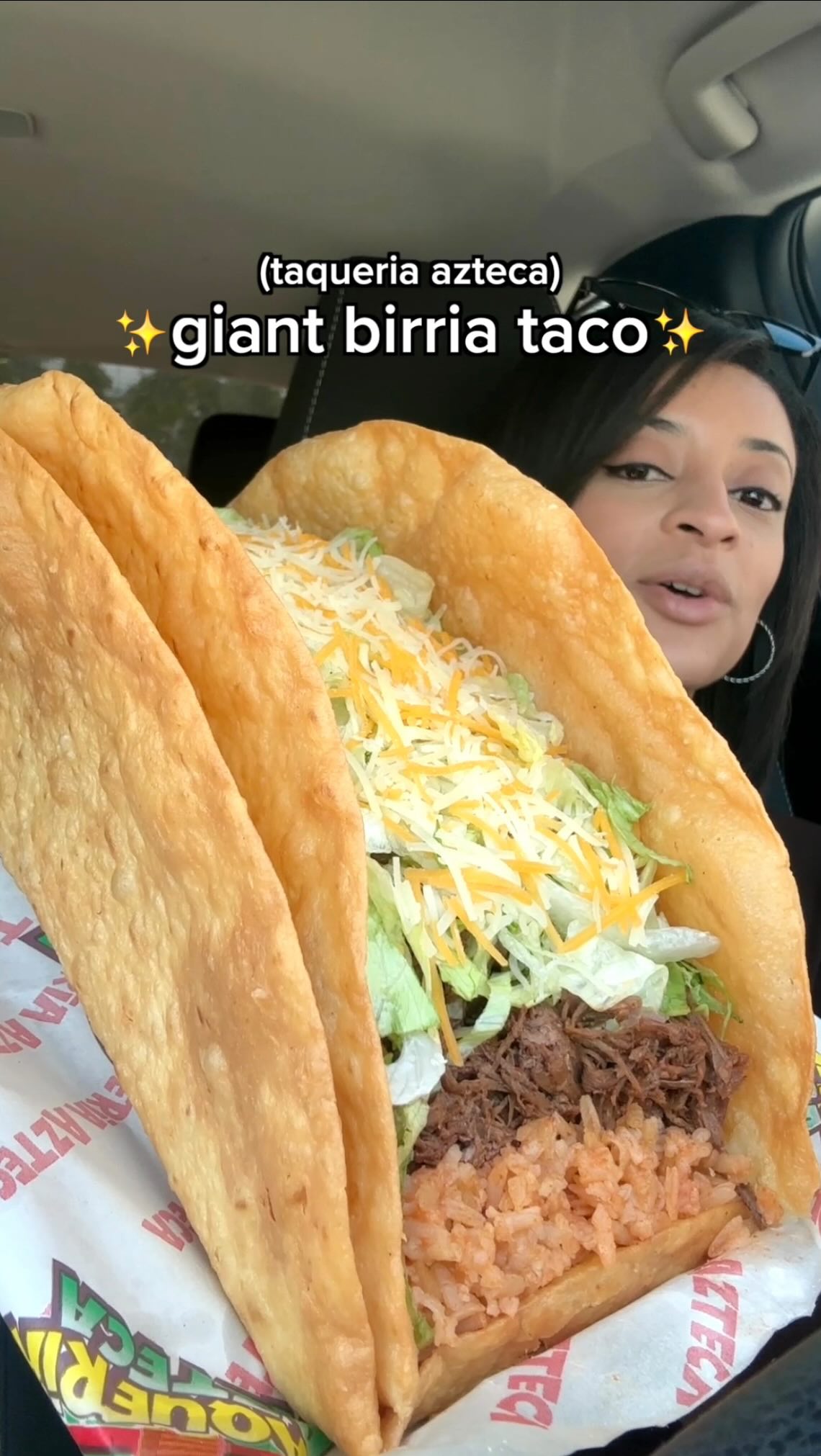 Instagram post by @sophiesophss for Halfday Iced Tea. Caption reads: Trying a giant birria taco w/ @drinkhalfday taco....