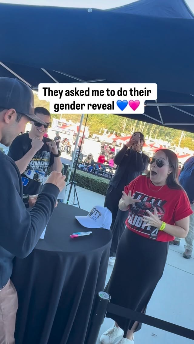 Instagram post by @chaseelliott9 for NASCAR. Caption reads: Well that was a first 😅😂 Congrats you two!....