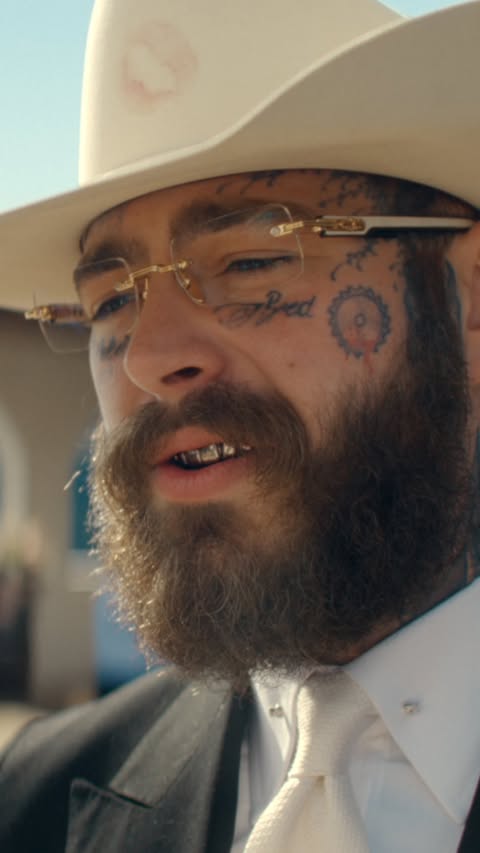 Instagram post by @postmalone for Bud Light. Caption reads: #SBLX with @budlight 🍻 #ad.