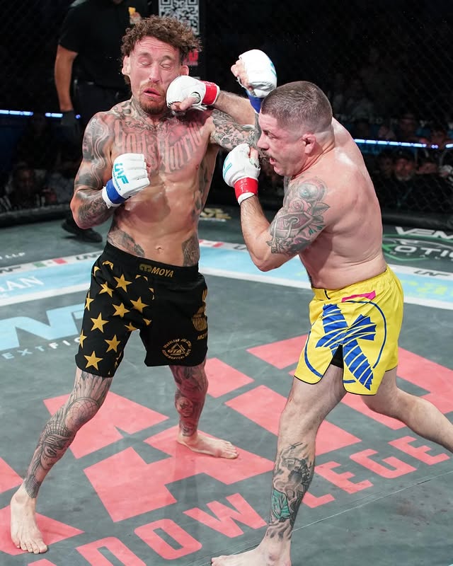 Instagram post by @bashboxing for Up Next Fighting. Caption reads: THE LION ROARS! Ryan Lilley gets an impressive....