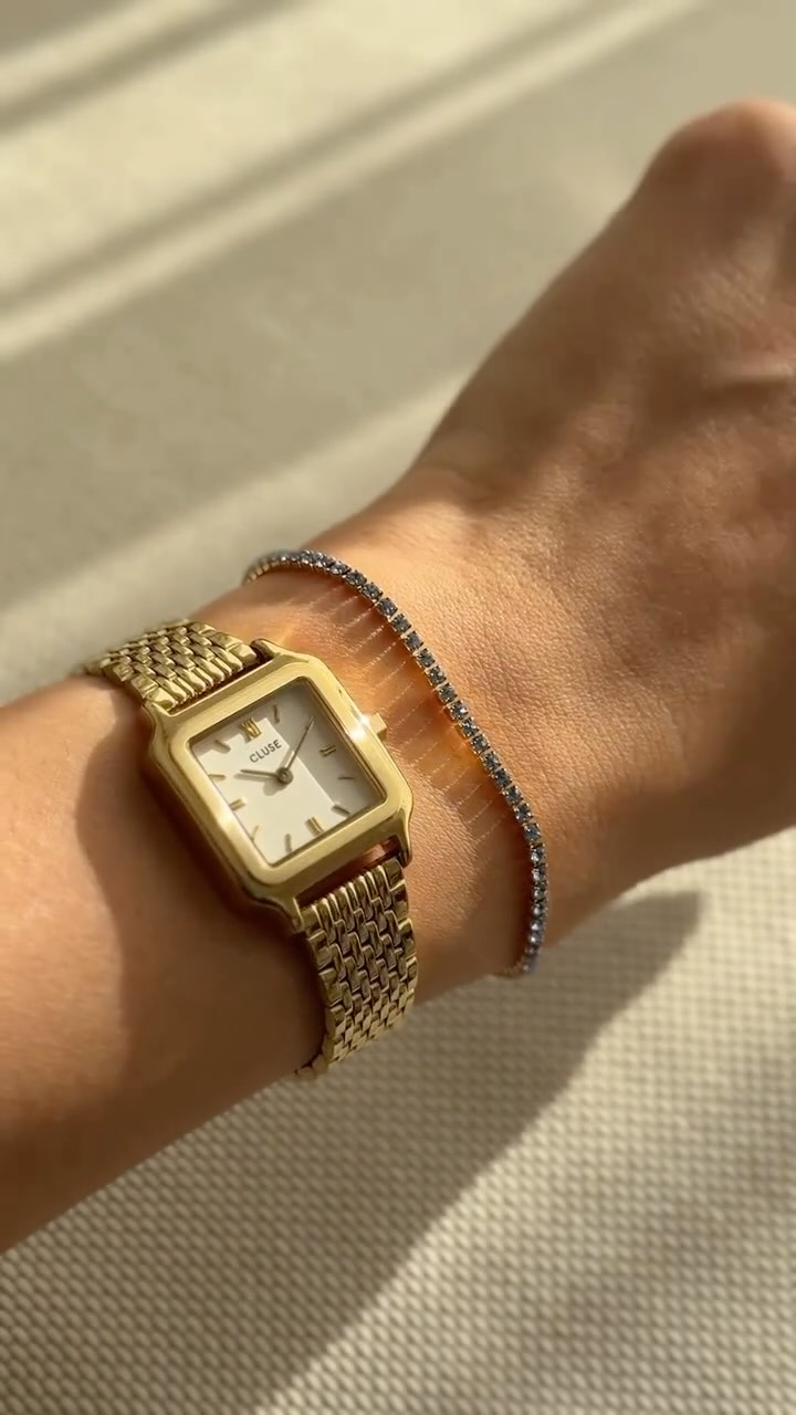 Instagram post by @lanazaan for CLUSE. Caption reads: Accessorising with @cluse yellow gold will forever....