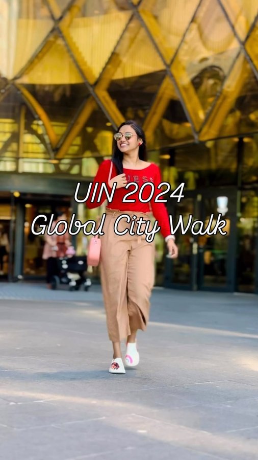Instagram post by @chicha_travelstories for UIN Footwear. Caption reads: [...] UIN 2024 Global City Walk Campaign....
