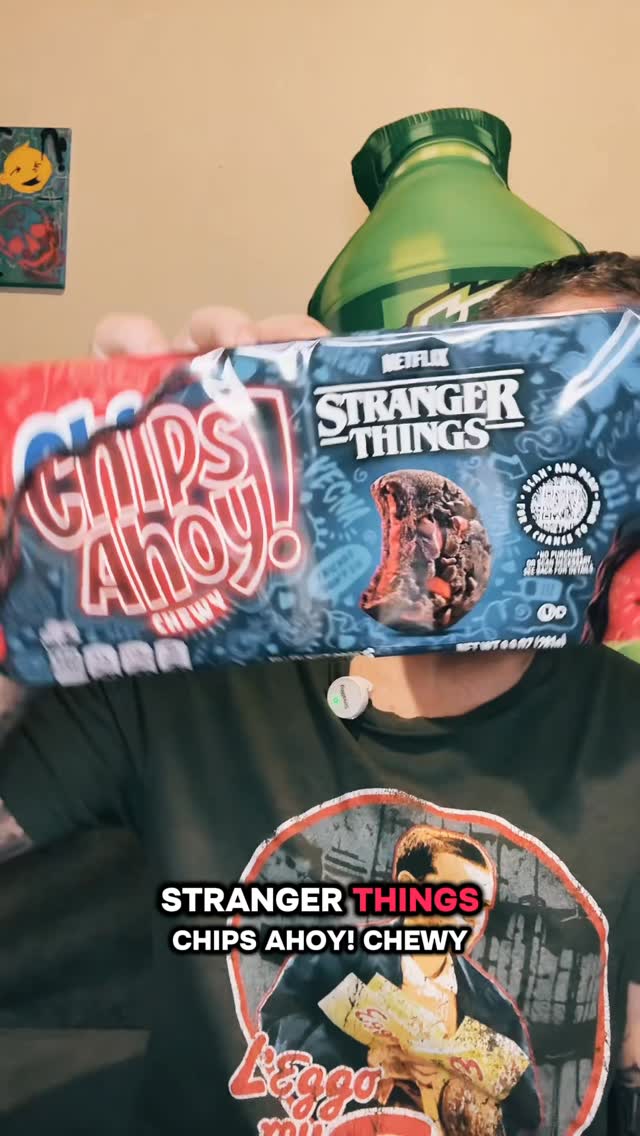 Instagram post by @markie_devo for Chips Ahoy!. Caption reads: Chips Ahoy! Stranger Things🍪🔴

🛒At major stores....