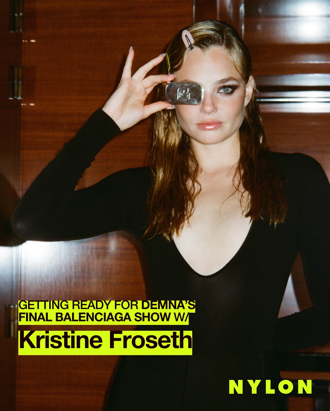 Instagram post by @kristine_froseth for NYLON. Caption reads: When @demna calls, you answer — even better if....