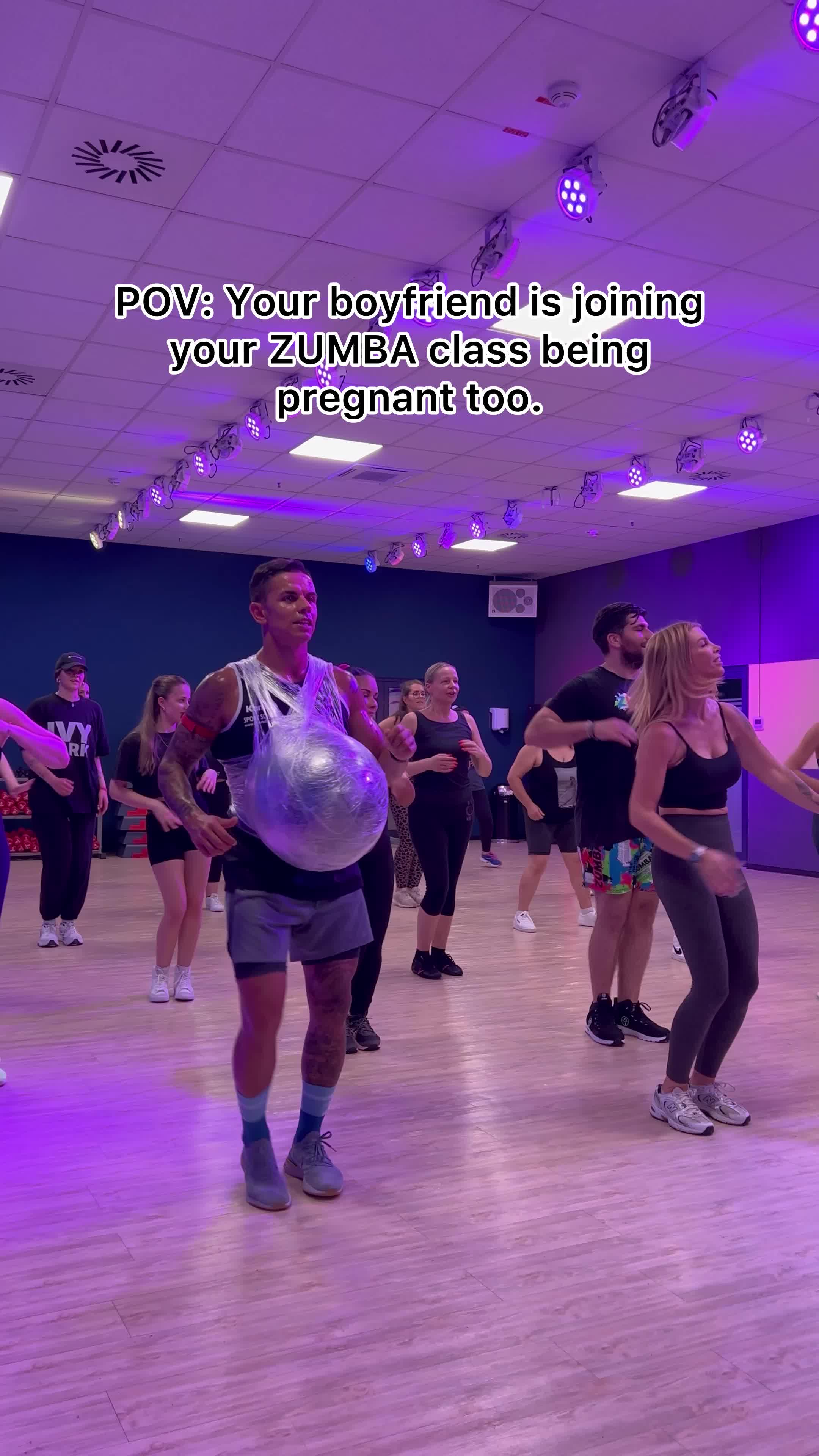 TikTok post by @kristinsoba for Zumba. Caption reads: One year ago! 😭🤌🏼 time is running so fast. Baby....