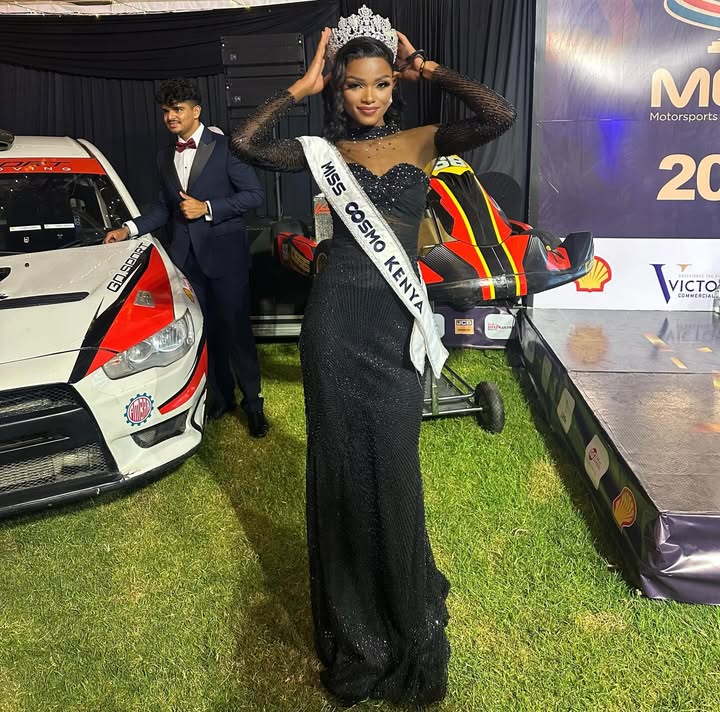 Instagram post by @ababuterrah for Miss Universe. Caption reads: An unforgettable evening for our Miss Cosmo Kenya....