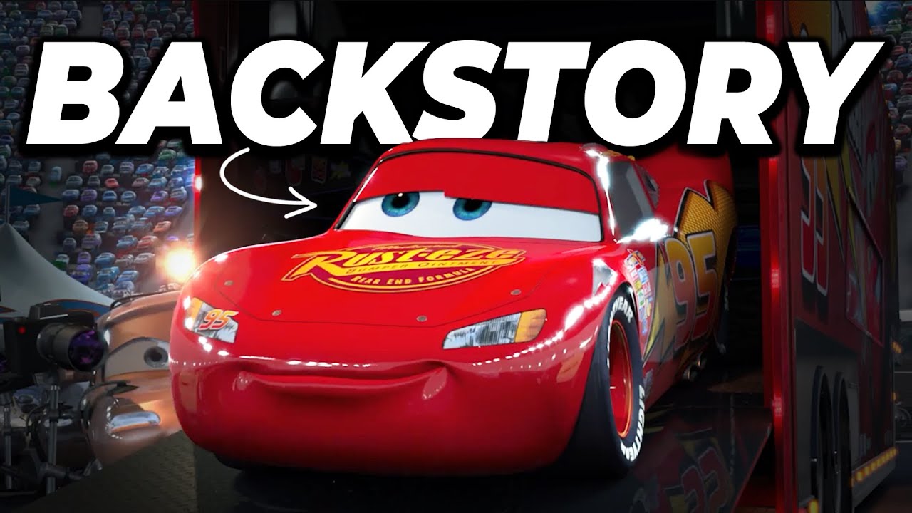 YouTube post by @IsaacCarlson for Entertainment Earth. Caption reads: Lightning McQueen's Backstory! | Cars Explained.