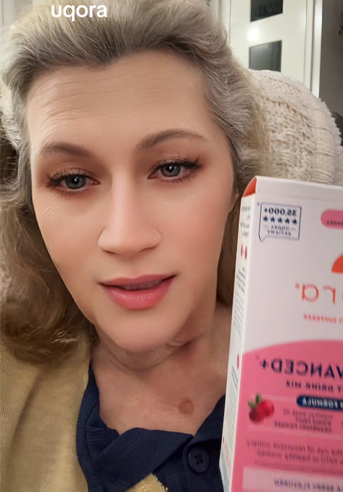 TikTok post by @gwensellars56 for Uqora. Caption reads: [...] #bladder #womenshealth #drink #delicious....