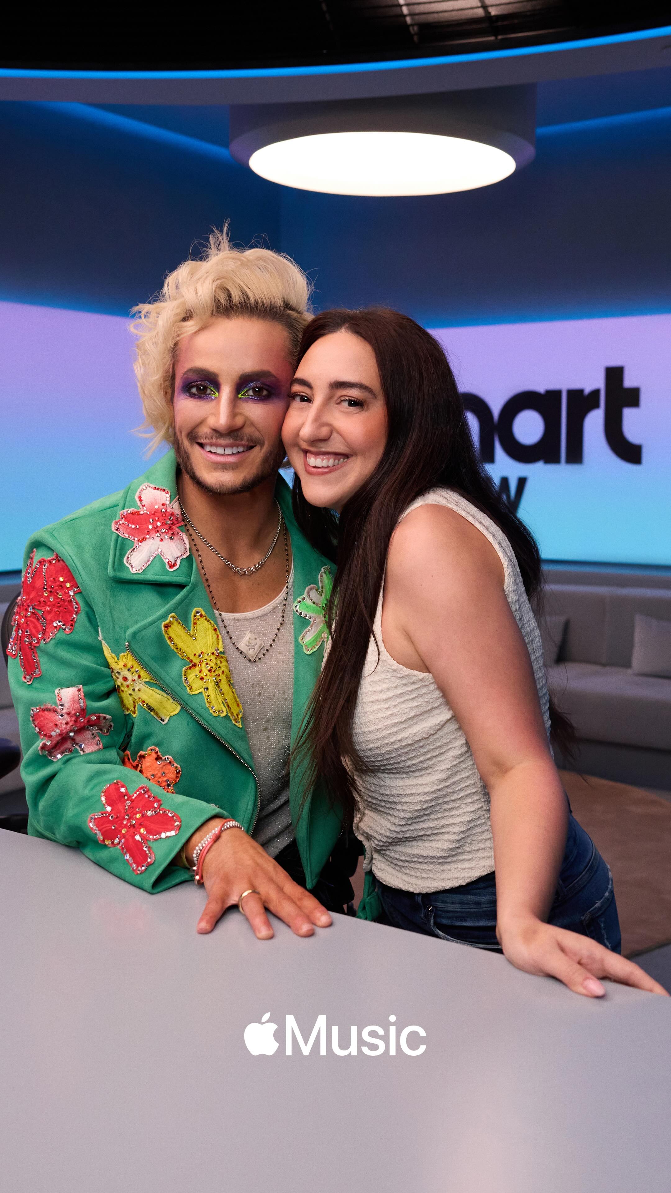 Instagram post by @brookereese for Apple Music. Caption reads: Talking to @frankiejgrande on The Global Chart....